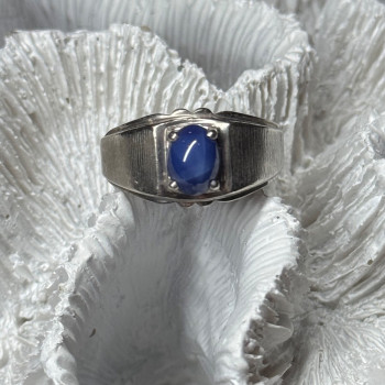 Men'S 925 Sterling Silver Star Sapphire Ring Size 10