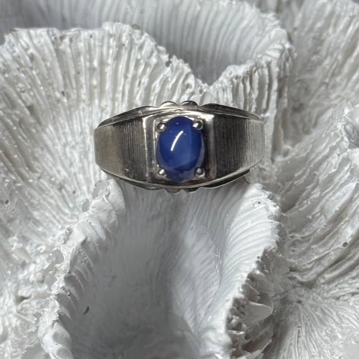 Men'S 925 Sterling Silver Star Sapphire Ring Size 10