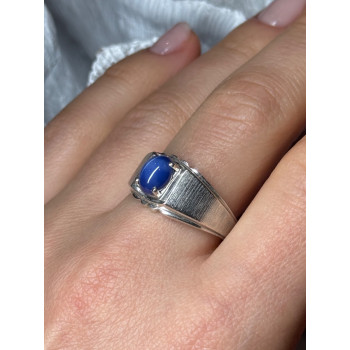 Men's 925 Sterling Silver Star Sapphire Ring Size 10