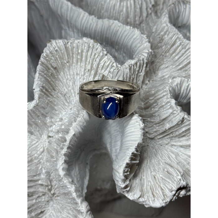 Men's 925 Sterling Silver Star Sapphire Ring Size 10