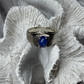 Men'S 925 Sterling Silver Star Sapphire Ring Size 10