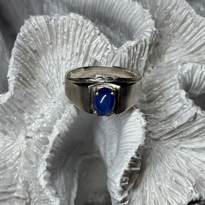 Men'S 925 Sterling Silver Star Sapphire Ring Size 10