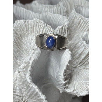 Men's 925 Sterling Silver Star Sapphire Ring Size 10
