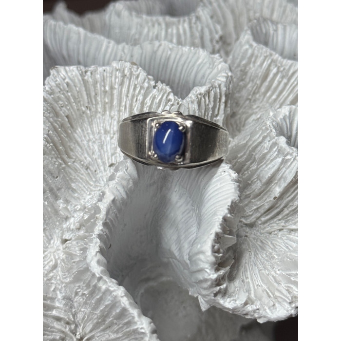 Men's 925 Sterling Silver Star Sapphire Ring Size 10