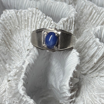 Men'S 925 Sterling Silver Star Sapphire Ring Size 10