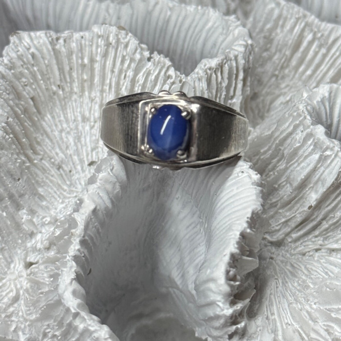 Men'S 925 Sterling Silver Star Sapphire Ring Size 10