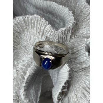 Men's 925 Sterling Silver Star Sapphire Ring Size 10