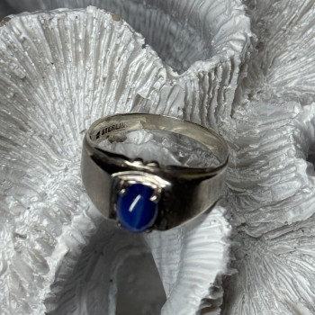 Men'S 925 Sterling Silver Star Sapphire Ring Size 10