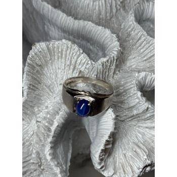 Men's 925 Sterling Silver Star Sapphire Ring Size 10