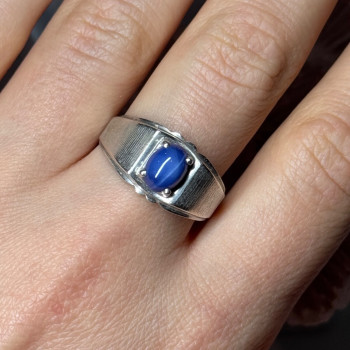 Men'S 925 Sterling Silver Star Sapphire Ring Size 10