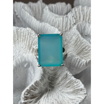 925 Sterling Silver Aquamarine Ring Size 7.5