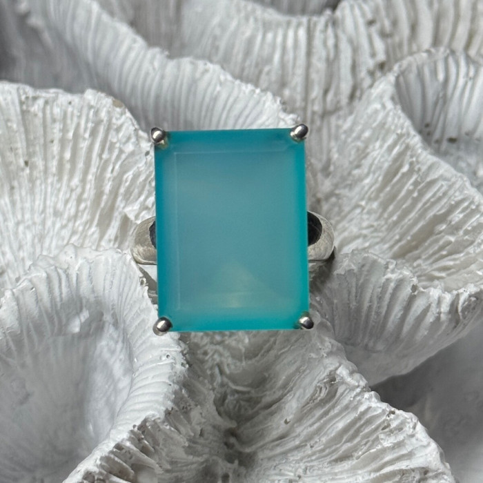 925 Sterling Silver Aquamarine Ring Size 7.5