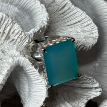 925 Sterling Silver Aquamarine Ring Size 7.5