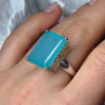 925 Sterling Silver Aquamarine Ring Size 7.5