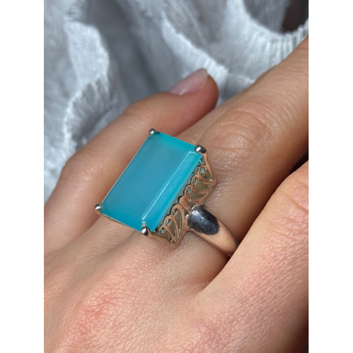 925 Sterling Silver Aquamarine Ring Size 7.5