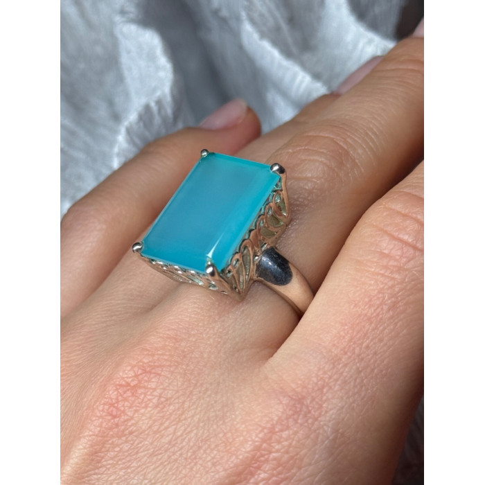 925 Sterling Silver Aquamarine Ring Size 7.5