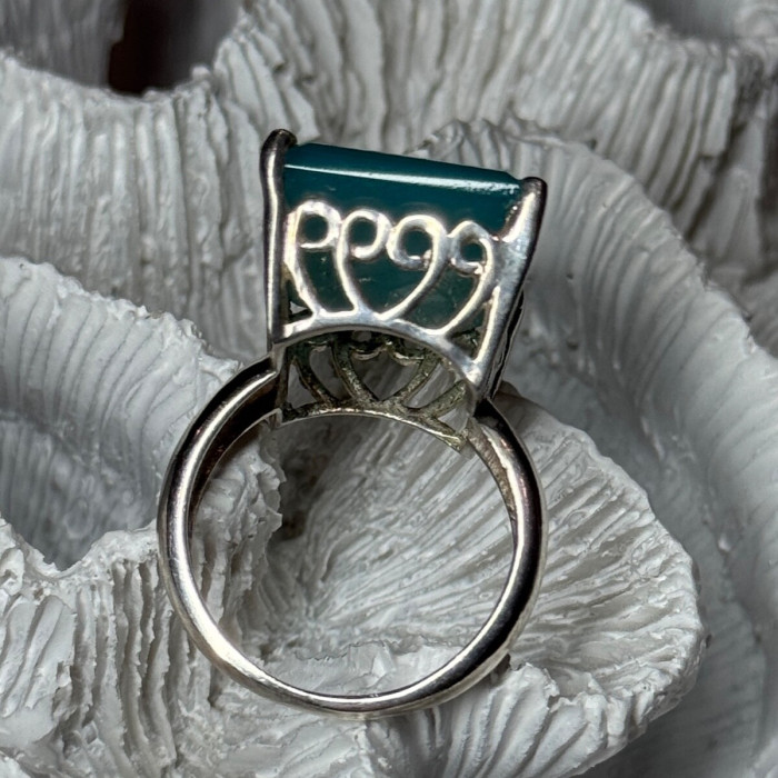 925 Sterling Silver Aquamarine Ring Size 7.5