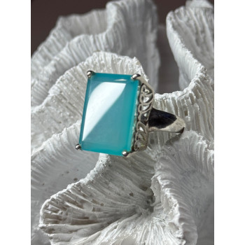 925 Sterling Silver Aquamarine Ring Size 7.5