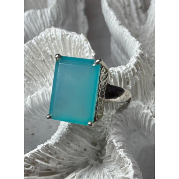 925 Sterling Silver Aquamarine Ring Size 7.5