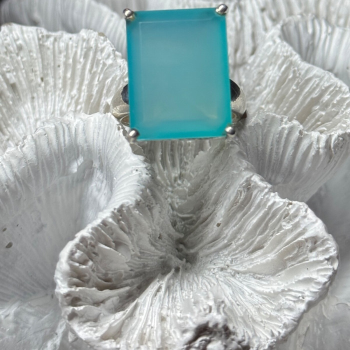 925 Sterling Silver Aquamarine Ring Size 7.5