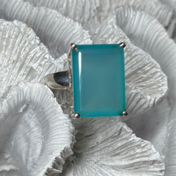 925 Sterling Silver Aquamarine Ring Size 7.5
