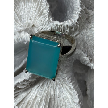 925 Sterling Silver Aquamarine Ring Size 7.5