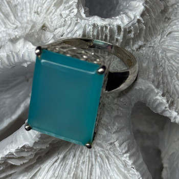 925 Sterling Silver Aquamarine Ring Size 7.5