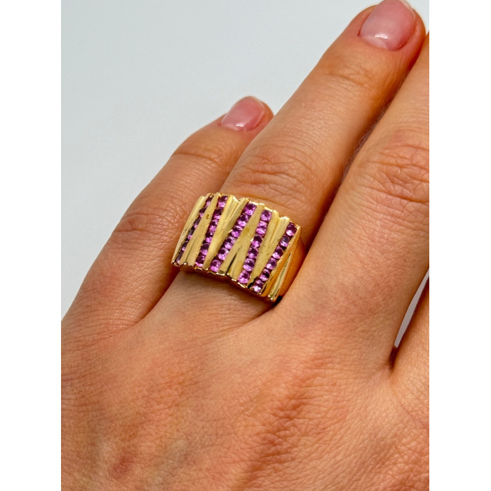 925 STERLING SILVER GOLD PLATED PINK TOPAZ RING SIZE 6.5