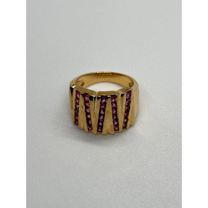 925 STERLING SILVER GOLD PLATED PINK TOPAZ RING SIZE 6.5