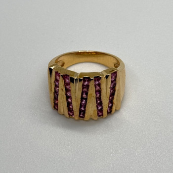 925 Sterling Silver Gold Plated Pink Topaz Ring Size 6.5