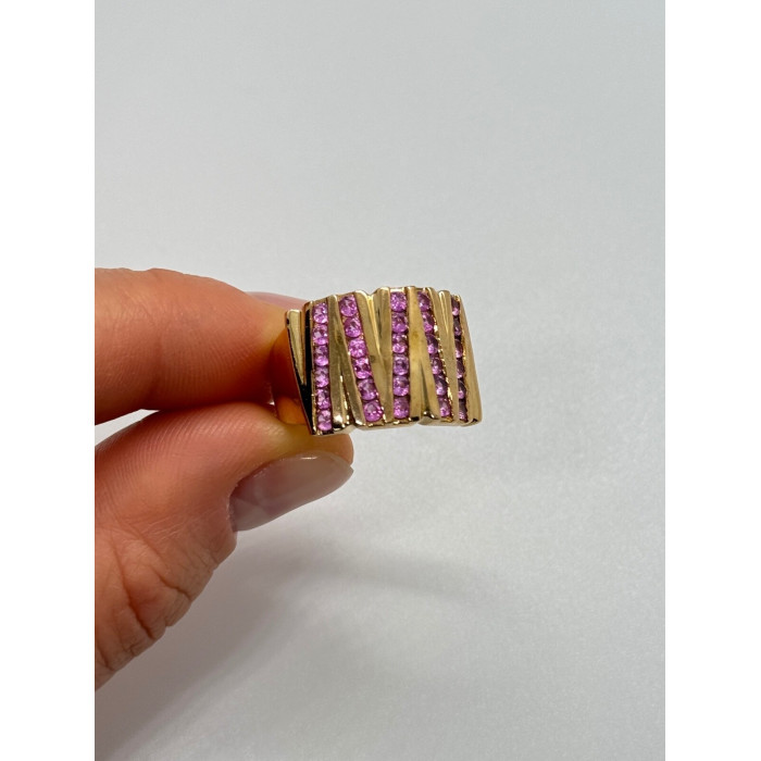 925 STERLING SILVER GOLD PLATED PINK TOPAZ RING SIZE 6.5