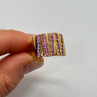 925 Sterling Silver Gold Plated Pink Topaz Ring Size 6.5