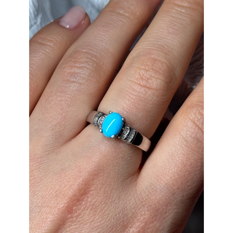 925 Sterling Silver Larimar & Beryl Ring Size 7.5