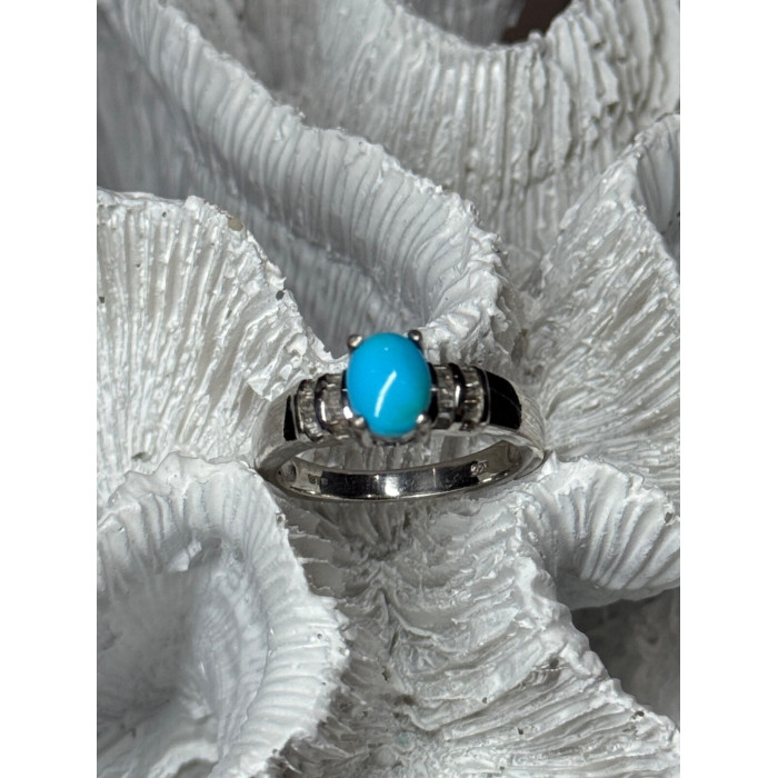 925 Sterling Silver Larimar & Beryl Ring Size 7.5