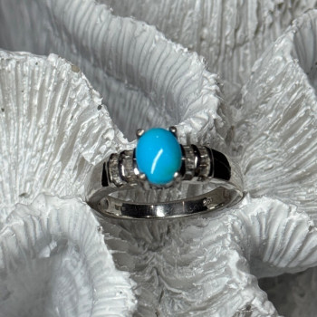 925 Sterling Silver Larimar & Beryl Ring Size 7.5