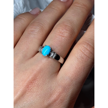 925 Sterling Silver Larimar & Beryl Ring Size 7.5