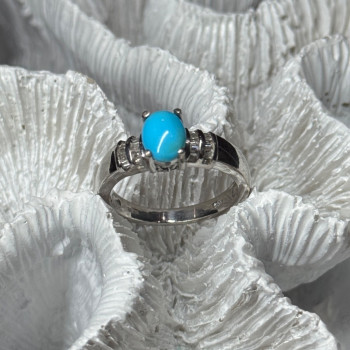 925 Sterling Silver Larimar & Beryl Ring Size 7.5