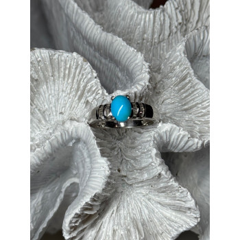 925 Sterling Silver Larimar & Beryl Ring Size 7.5