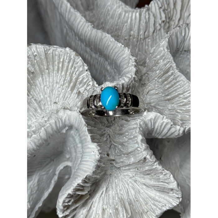 925 Sterling Silver Larimar & Beryl Ring Size 7.5