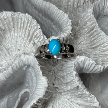 925 Sterling Silver Larimar & Beryl Ring Size 7.5