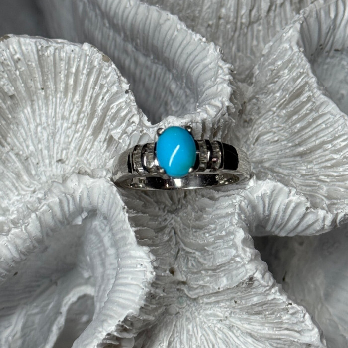 925 Sterling Silver Larimar & Beryl Ring Size 7.5