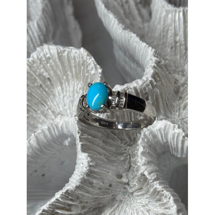 925 Sterling Silver Larimar & Beryl Ring Size 7.5