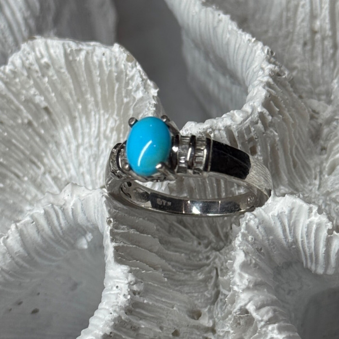 925 Sterling Silver Larimar & Beryl Ring Size 7.5