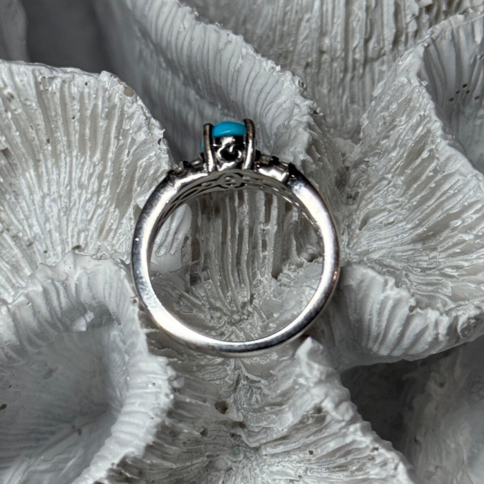 925 Sterling Silver Larimar & Beryl Ring Size 7.5