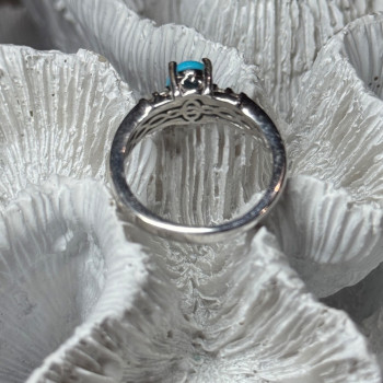 925 Sterling Silver Larimar & Beryl Ring Size 7.5
