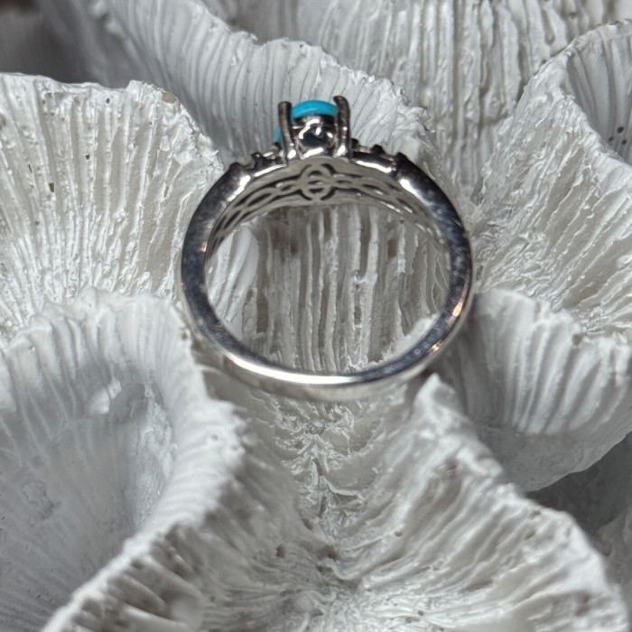 925 Sterling Silver Larimar & Beryl Ring Size 7.5