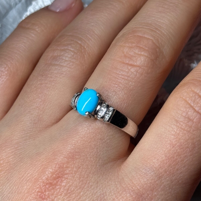 925 Sterling Silver Larimar & Beryl Ring Size 7.5