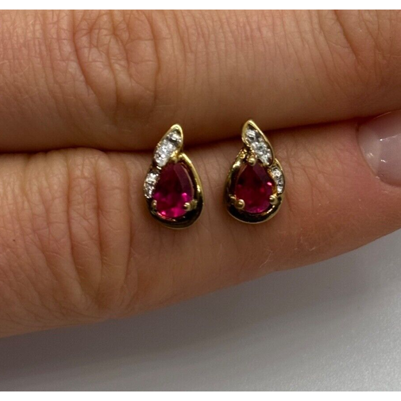 925 Sterling Silver Gold Plated Spinel Earrings
