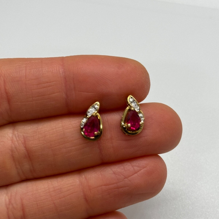 925 Sterling Silver Gold Plated Spinel Earrings