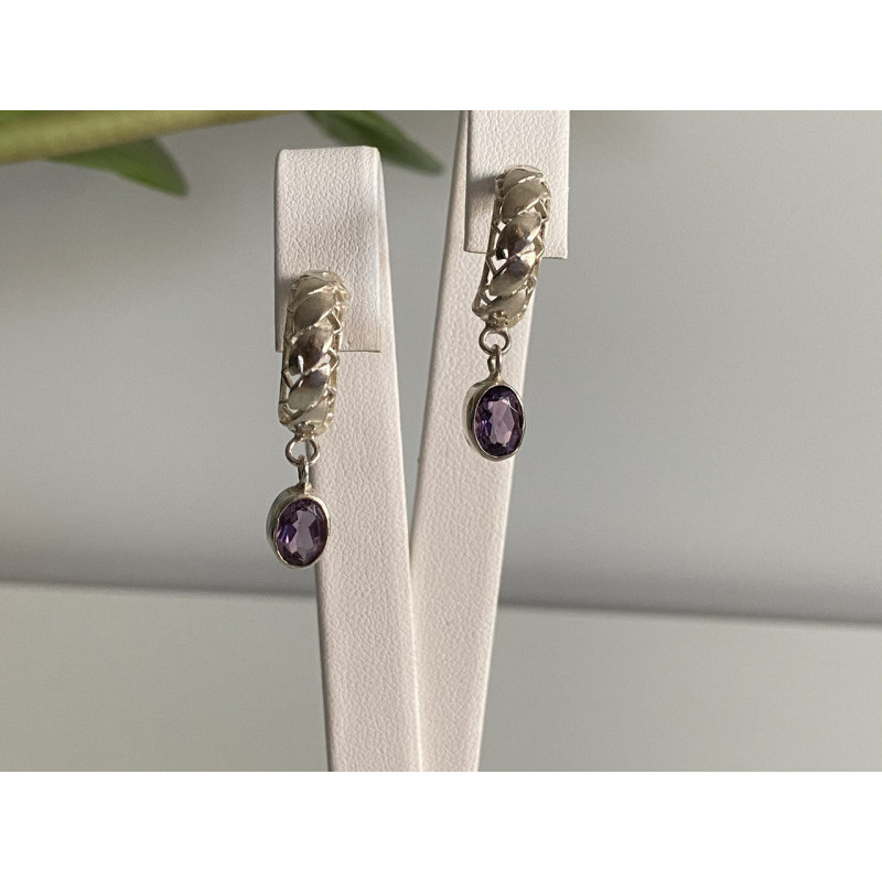 Vintage 925 Sterling Silver Tourmaline Earrings